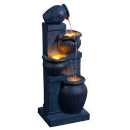 Teamson Home 72Cm Solar-Powered Four-Tier Outdoor Garden Fountain Led, Navy - thumbnail 3