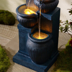 Teamson Home 72Cm Solar-Powered Four-Tier Outdoor Garden Fountain Led, Navy - thumbnail 6
