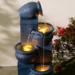 Teamson Home 72Cm Solar-Powered Four-Tier Outdoor Garden Fountain Led, Navy - thumbnail 5