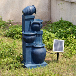 Teamson Home 72Cm Solar-Powered Four-Tier Outdoor Garden Fountain Led, Navy - thumbnail 7