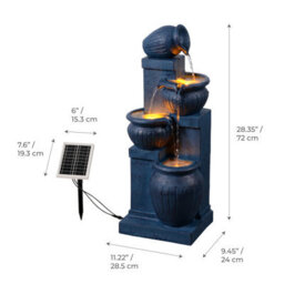Teamson Home 72Cm Solar-Powered Four-Tier Outdoor Garden Fountain Led, Navy - thumbnail 9