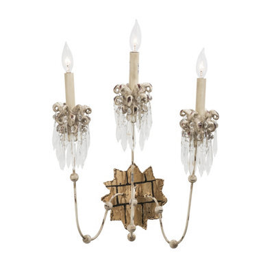Luminosa Lighting Elstead Venetian 3 Light Indoor Candle Wall Light Beige, Gold, E14 - image 1