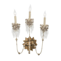 Luminosa Lighting Elstead Venetian 3 Light Indoor Candle Wall Light Beige, Gold, E14 - thumbnail 1