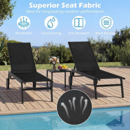 Costway Patio Sun Lounger Chair With Wheels Outdoor Recliner-Black - thumbnail 7