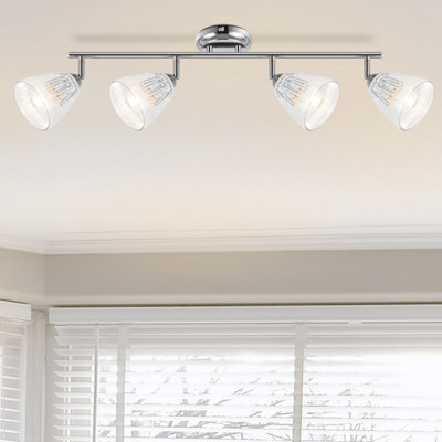 Cosylyte Athella Bathroom 4 Light Modern Ribbed Glass Spotlight - Chrome Base - image 1