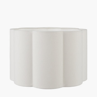 Pacific Lifestyle 35Cm White Handloom Scalloped Cylinder Table Lampshade - image 1