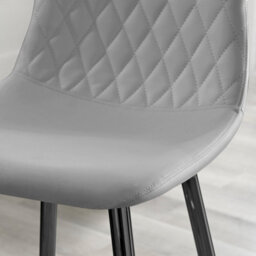 Furniturebox Uk 2X Counter Stools - Corona Grey Faux Leather Dining Chair Black Metal Legs - Minimalist Industrial Scandi Style - thumbnail 3