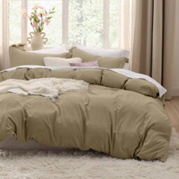 Bedlooms Beige Cotton Duvet Cover Set, Breathable & Anti-Allergic Bedding Set, King 230X220Cm - thumbnail 6