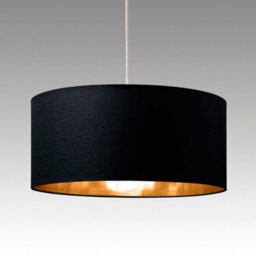 K Living Large Modern Cylinder Ceiling Pendant/table Lampshade Drum Light In Black With Gold Lining