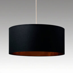 K Living Large Modern Cylinder Ceiling Pendant/table Lampshade Drum Light In Black With Gold Lining - thumbnail 2