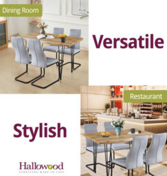 Hallowood Furniture Cullompton Large Dining Table 120Cm, Live Edge Effect Top, With 4 Grey High Back Chairs - thumbnail 6