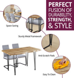 Hallowood Furniture Cullompton Large Dining Table 120Cm, Live Edge Effect Top, With 4 Grey High Back Chairs - thumbnail 2