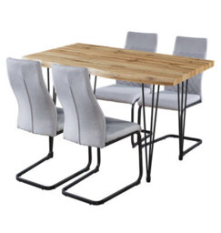 Hallowood Furniture Cullompton Large Dining Table 120Cm, Live Edge Effect Top, With 4 Grey High Back Chairs - thumbnail 8