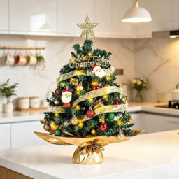 Amorly 60Cm Pre Decorated Tabletop Christmas Tree, Desktop Xmas Tree With Led Lights, Star Topper And Bauble Ornaments For Indoor Holiday - thumbnail 1