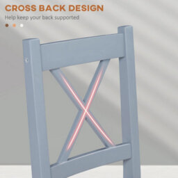 Homcom Dining Chairs Set Of 2, Pine Wood Frame, Cross Back For Kitchen Grey - thumbnail 5