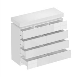 9 Drawer White High Gloss Bedside Table Cabinet Led Rgb Light Storage - thumbnail 5