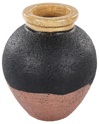 Wyld And Coco Handmade Terracotta Vase Black And Pink 31Cm Retro Vintage Statement Piece - image 1