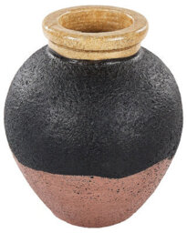 Wyld And Coco Handmade Terracotta Vase Black And Pink 31Cm Retro Vintage Statement Piece - thumbnail 1