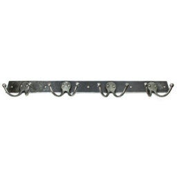 Oakcrafts - Antique Steel 4 Double Hook Rail - 600mm - thumbnail 1