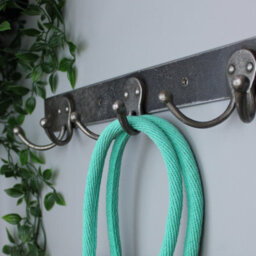 Oakcrafts - Antique Steel 4 Double Hook Rail - 600mm - thumbnail 3