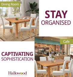 Hallowood Furniture Camberley Oak Butterfly Extending Dining Table With 6 Straight Back Fabric Chairs In Beige - thumbnail 6