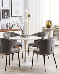 Beliani Set Of 2 Dining Chairs Augusta Velvet Grey - thumbnail 2