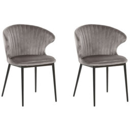 Beliani Set Of 2 Dining Chairs Augusta Velvet Grey - thumbnail 1