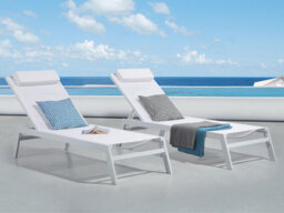 Beliani Sun Lounger Catania Reclining Metal White - thumbnail 2