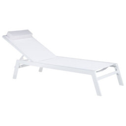 Beliani Sun Lounger Catania Reclining Metal White - thumbnail 1