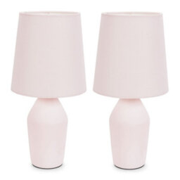 Valuelights Arlo Set Of 2 - Duck Egg Blue Ceramic Table Lamps With Tapered Shade And Bulbs - thumbnail 2