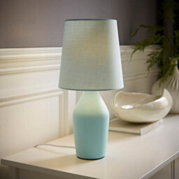 Valuelights Arlo Set Of 2 - Duck Egg Blue Ceramic Table Lamps With Tapered Shade And Bulbs - thumbnail 3
