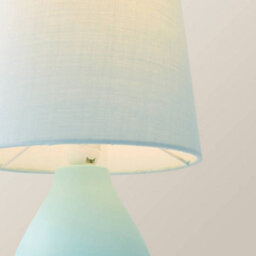 Valuelights Arlo Set Of 2 - Duck Egg Blue Ceramic Table Lamps With Tapered Shade And Bulbs - thumbnail 4