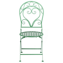 Beliani Outdoor Set Of 2 Green Iron Dining Chairs With Scrollback, No Assembly Required - thumbnail 2