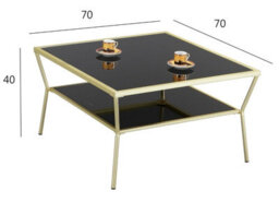 Aspect Furniture Fusion Glass Coffee/cocktail Table, Brass Frame/black Glass - thumbnail 3