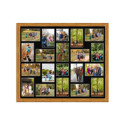 AK Frames 80X70Cm Oak Classic Multi Photo Frame With Black Mount - Holds 20 Apertures (18X) 6X4, (2X) 4X4 Photos - image 1