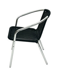 Black Rattan Aluminium Stacking Chair, Black Rattan Chairs, Black Rattan Garden Chair Be Furniture - thumbnail 5