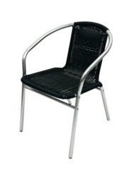 Black Rattan Aluminium Stacking Chair, Black Rattan Chairs, Black Rattan Garden Chair Be Furniture - thumbnail 2