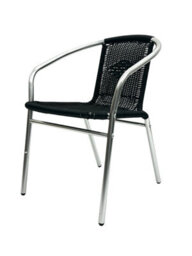 Black Rattan Aluminium Stacking Chair, Black Rattan Chairs, Black Rattan Garden Chair Be Furniture - thumbnail 3