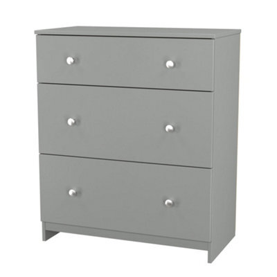 Yarmouth Ready Assembled Matt Grey No Effect 3 Drawer Deep Chest (H)875mm (W)740mm (D)390mm - image 1