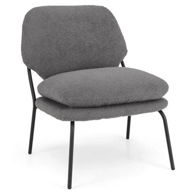 Armless Accent Chair Teddy Fleece Fabric Upholstered Leisure Chair - image 1