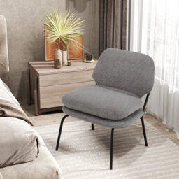 Armless Accent Chair Teddy Fleece Fabric Upholstered Leisure Chair - thumbnail 5