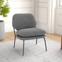 Armless Accent Chair Teddy Fleece Fabric Upholstered Leisure Chair - thumbnail 4