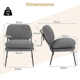Armless Accent Chair Teddy Fleece Fabric Upholstered Leisure Chair - thumbnail 2