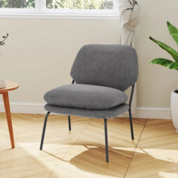 Armless Accent Chair Teddy Fleece Fabric Upholstered Leisure Chair - thumbnail 6
