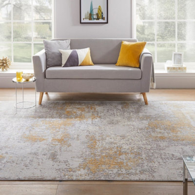 Silver Gold Abstract Modern Easy To Clean Abstract Rug For Dining Room Bedroom And Living Room-80Cm X 240Cm