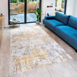 Silver Gold Abstract Modern Easy To Clean Abstract Rug For Dining Room Bedroom And Living Room-80Cm X 240Cm - thumbnail 3