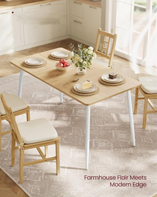 LEDREM Dining Table For 4-6 People, Kitchen Table, Modern Farmhouse, Heat-Resistant Tabletop, Quick Assembly, Golden Oak And Cloud White - image 1