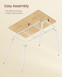 LEDREM Dining Table For 4-6 People, Kitchen Table, Modern Farmhouse, Heat-Resistant Tabletop, Quick Assembly, Golden Oak And Cloud White - thumbnail 3