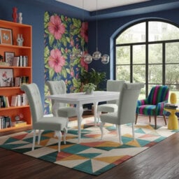 Lara Extendable Dining Table Set With 6 St63 Dining Chairs Mdf Hdf Chipboard Wood 140 To 180 Cm White And Light Grey - thumbnail 2