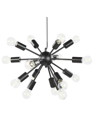 Wyld And Coco Industrial Pendant Lamp 115Cm Black Iron 15-Light Exposed Bulb Fixture - image 1